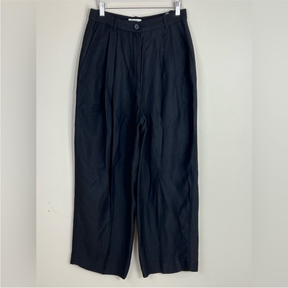 COS Linen Wide Leg Trouser Pants Black Womens Size 6